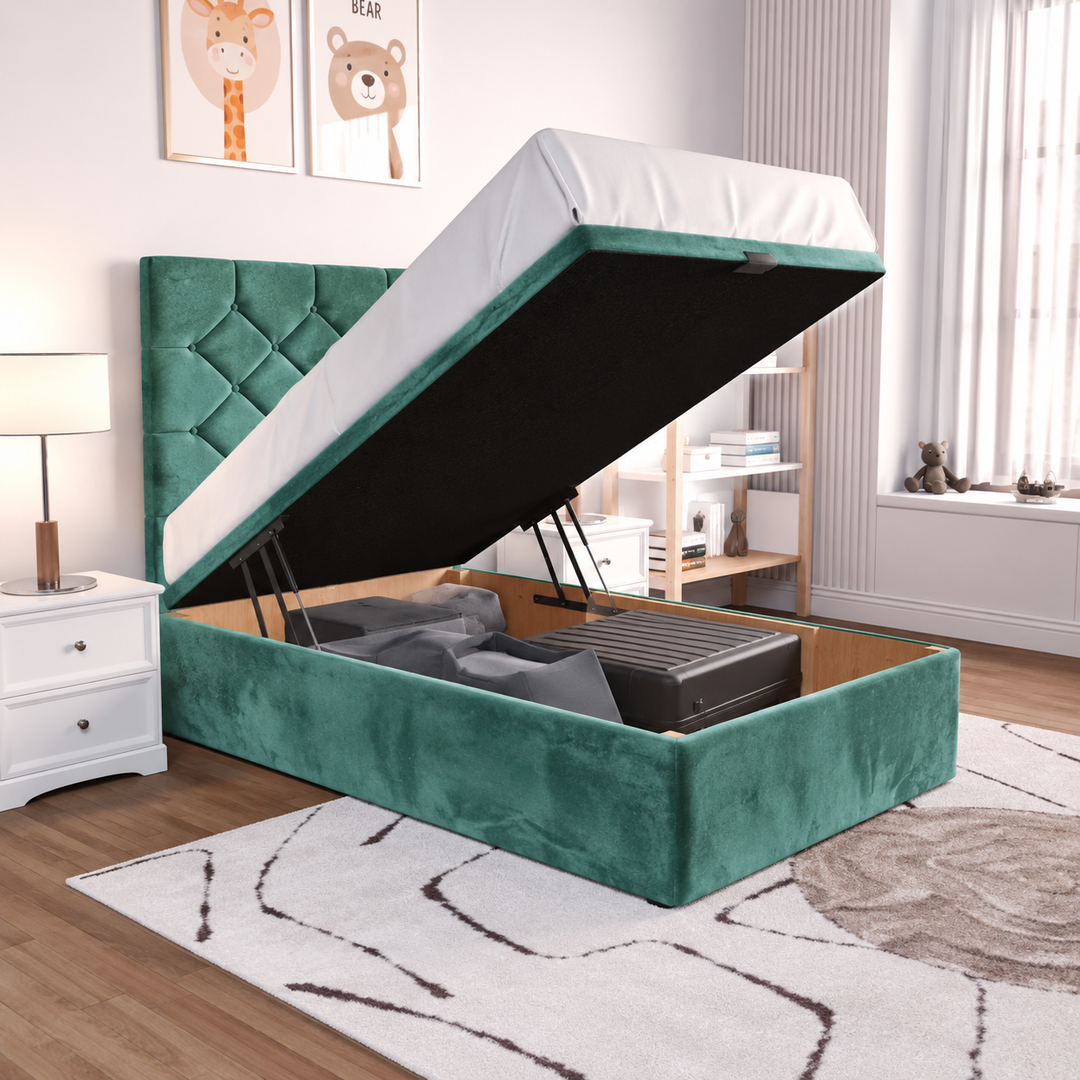 Seville Kids Liverpool Ottoman Divan Bed - Cream Plush