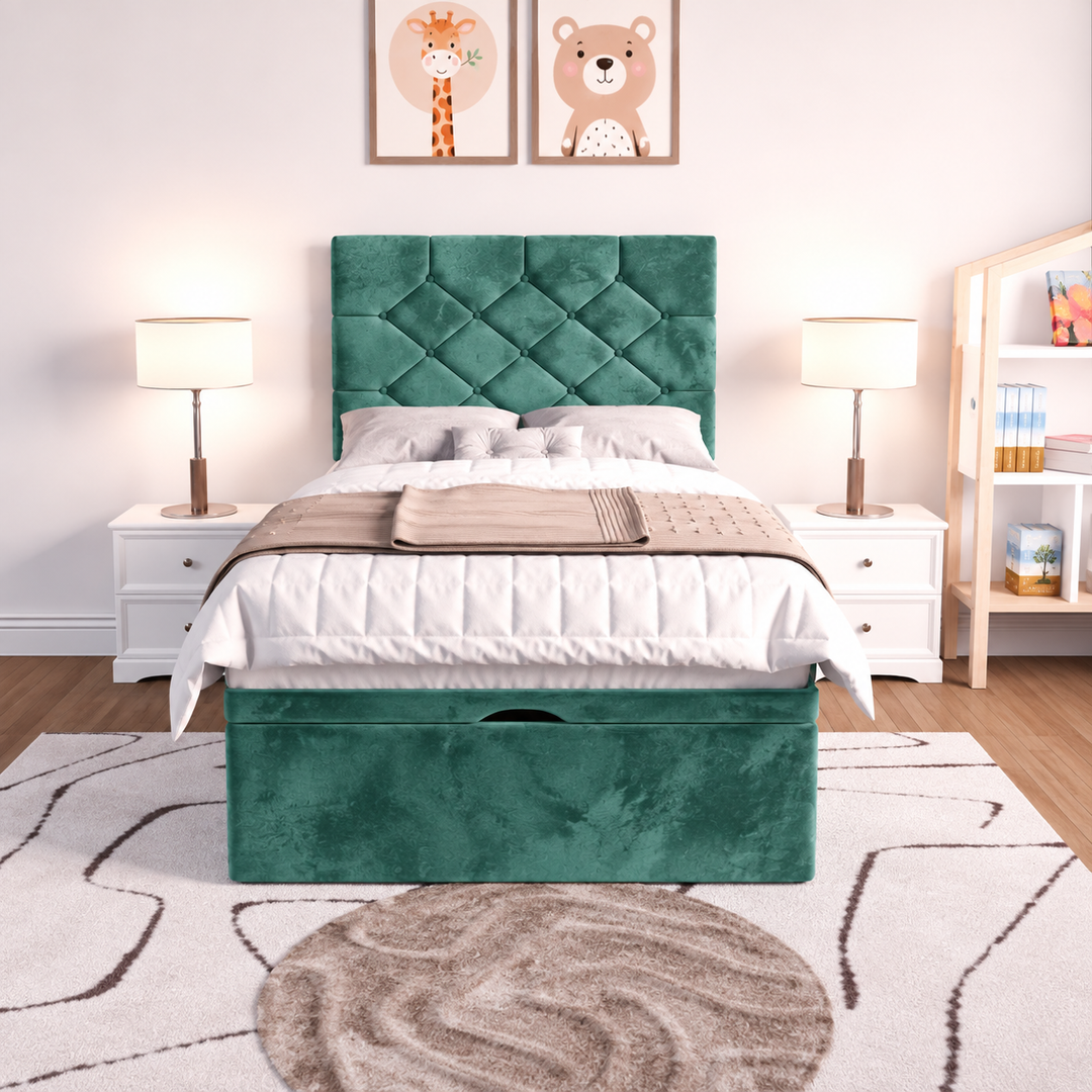 Seville Kids Liverpool Ottoman Divan Bed - Cream Plush