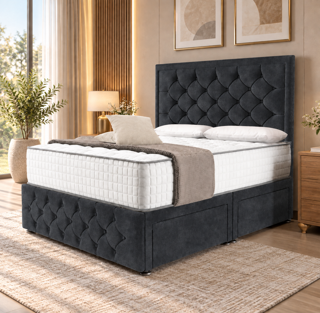 Barcelona Divan Bed - Cream Plush Velvet