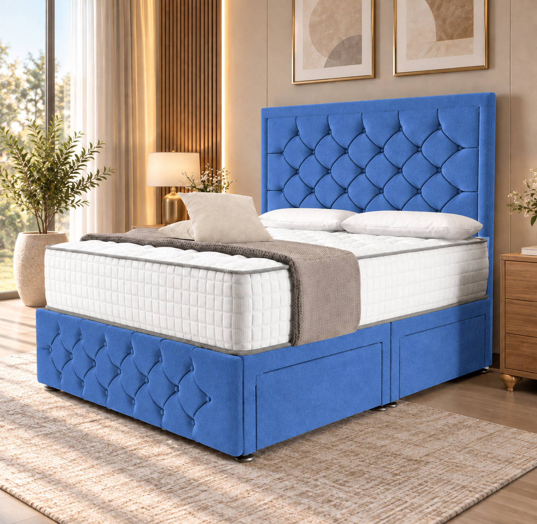 Barcelona Divan Bed - Cream Plush Velvet