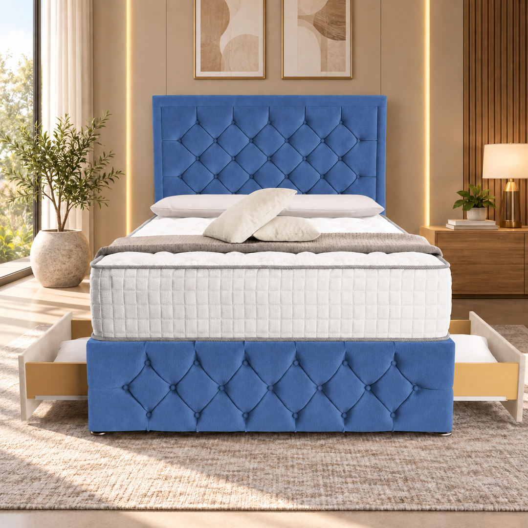 Barcelona Divan Bed - Cream Plush Velvet