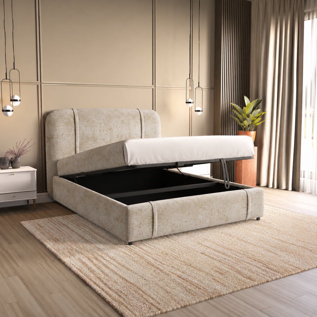 Ukraine upholstered ottoman bed