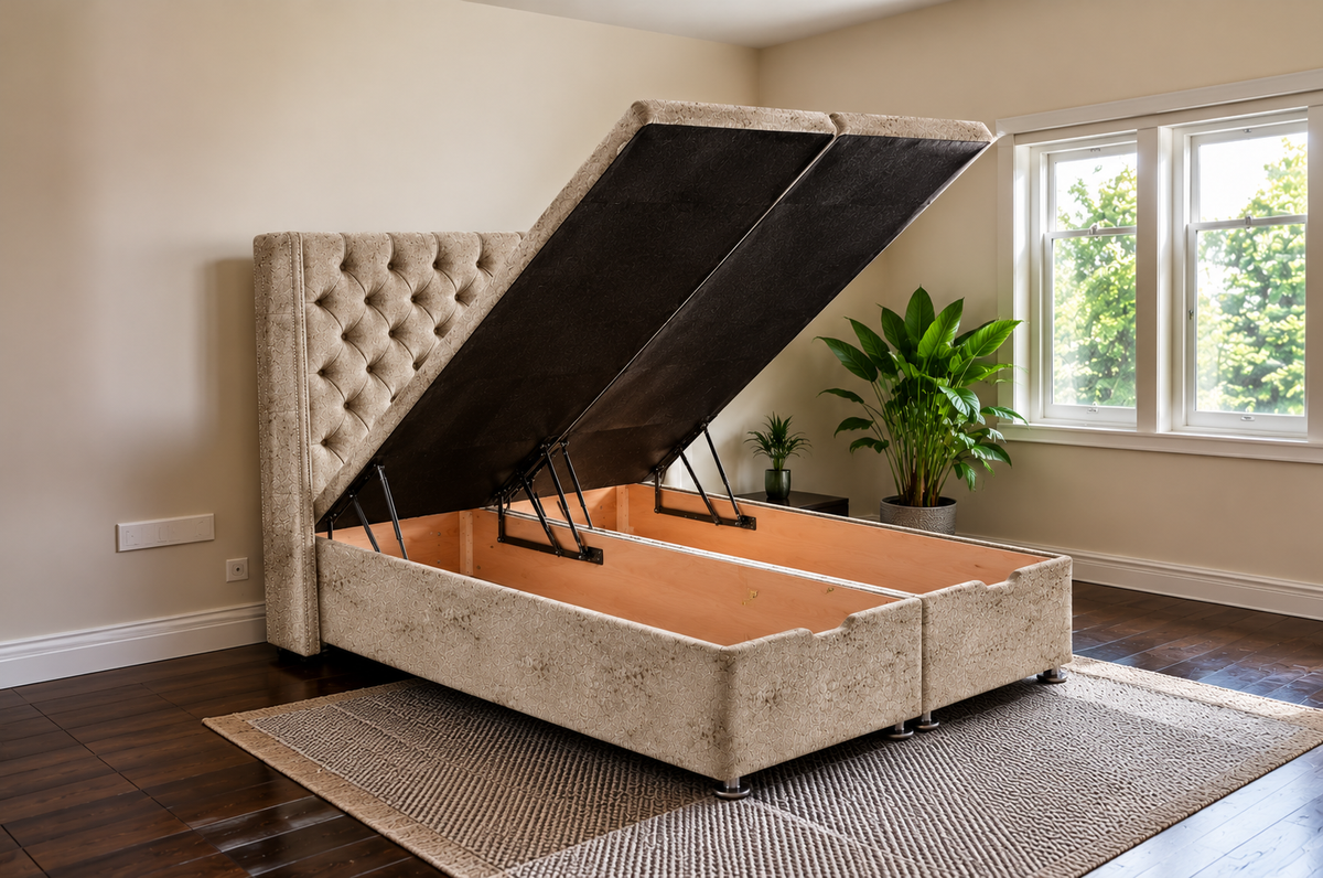 Derby wingback ottoman divan bed
