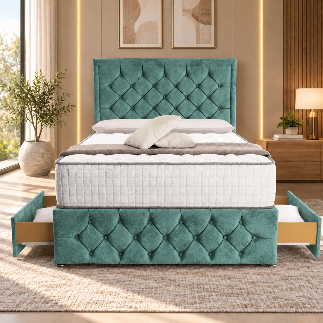 Barcelona Divan Bed - Cream Plush Velvet