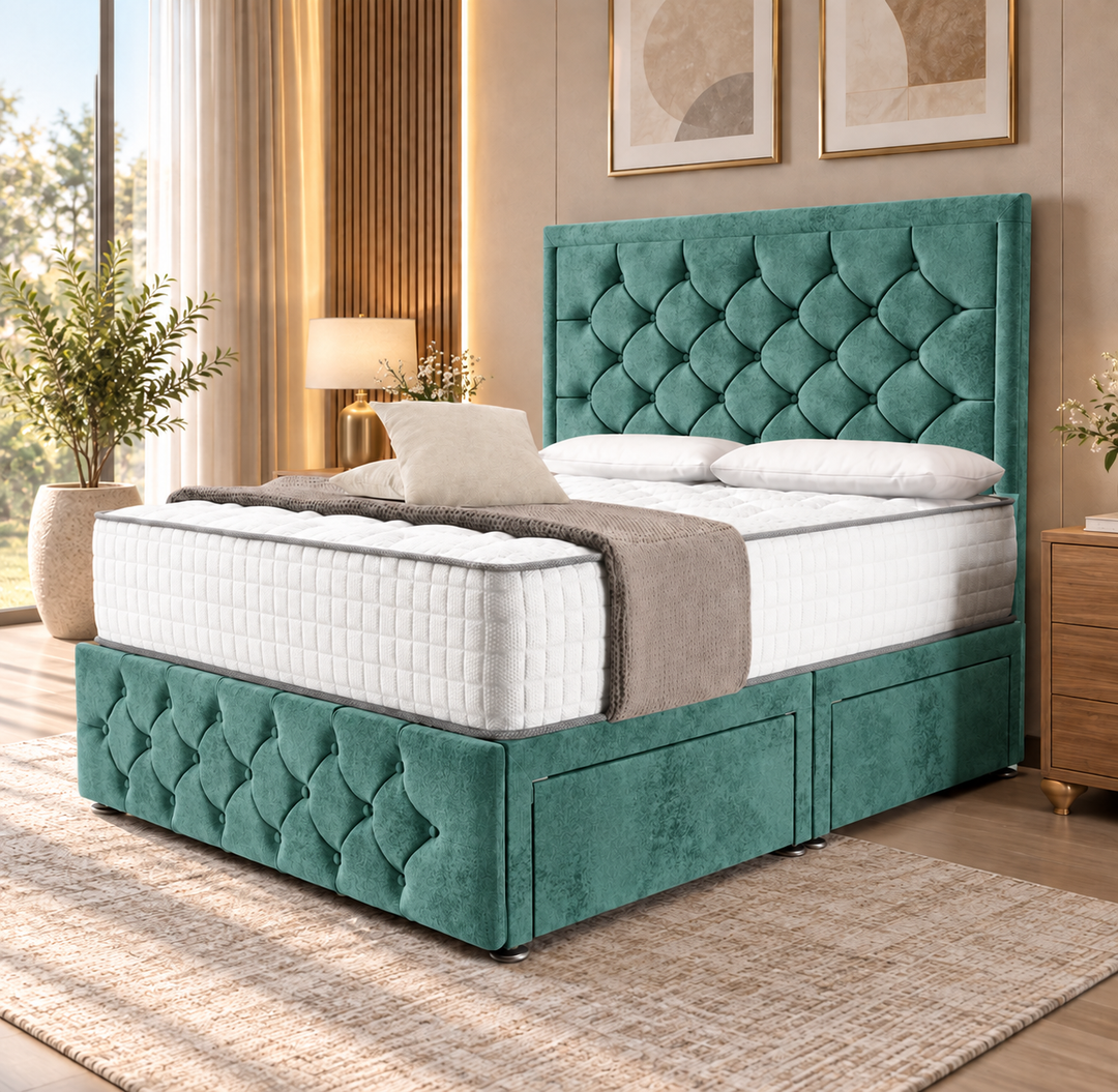 Barcelona Divan Bed - Cream Plush Velvet