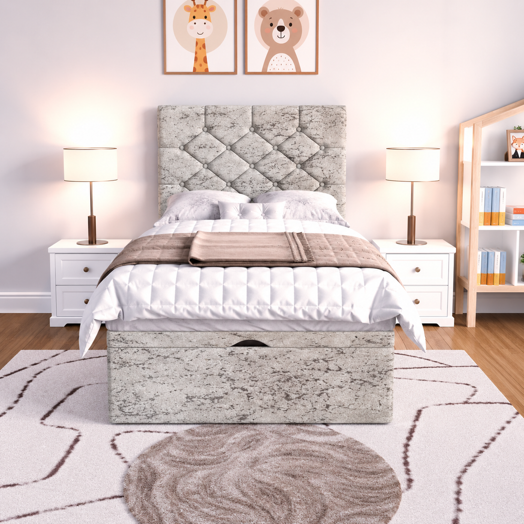 Seville Kids Liverpool Ottoman Divan Bed - Cream Plush