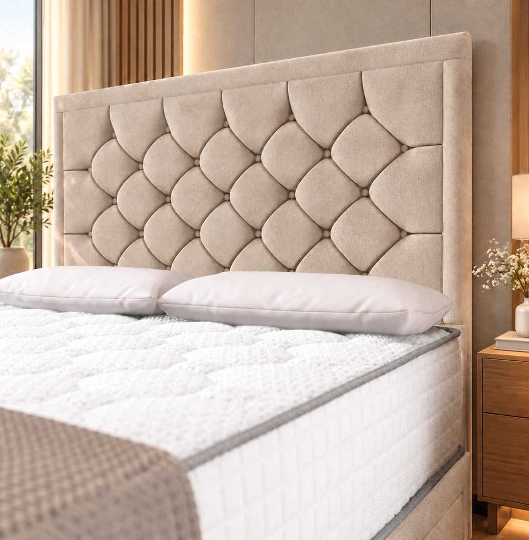 Barcelona Divan Bed - Cream Plush Velvet