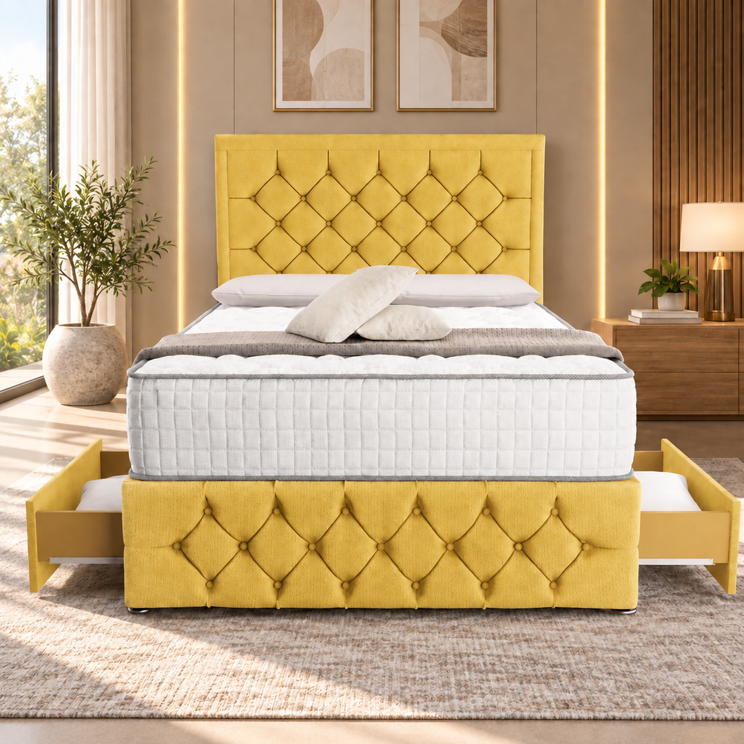 Barcelona Divan Bed - Cream Plush Velvet