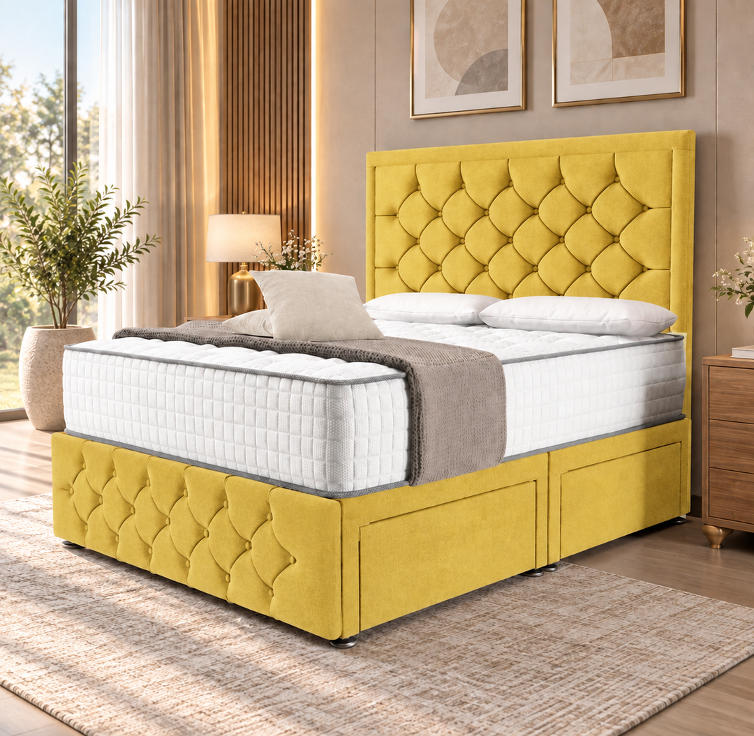 Barcelona Divan Bed - Cream Plush Velvet
