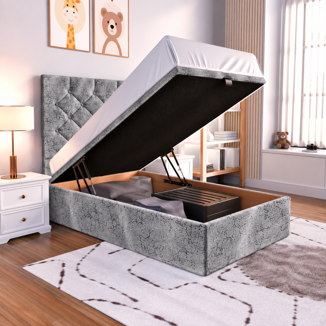 Seville Kids Liverpool Ottoman Divan Bed - Cream Plush