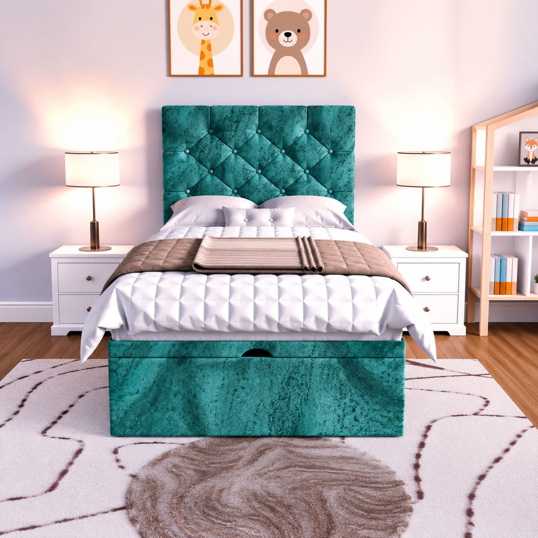 Seville Kids Liverpool Ottoman Divan Bed - Cream Plush