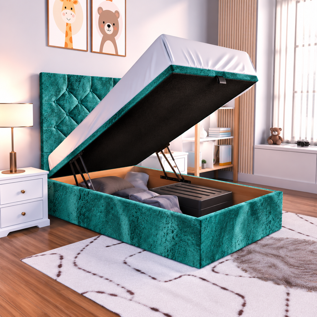 Seville Kids Liverpool Ottoman Divan Bed - Cream Plush