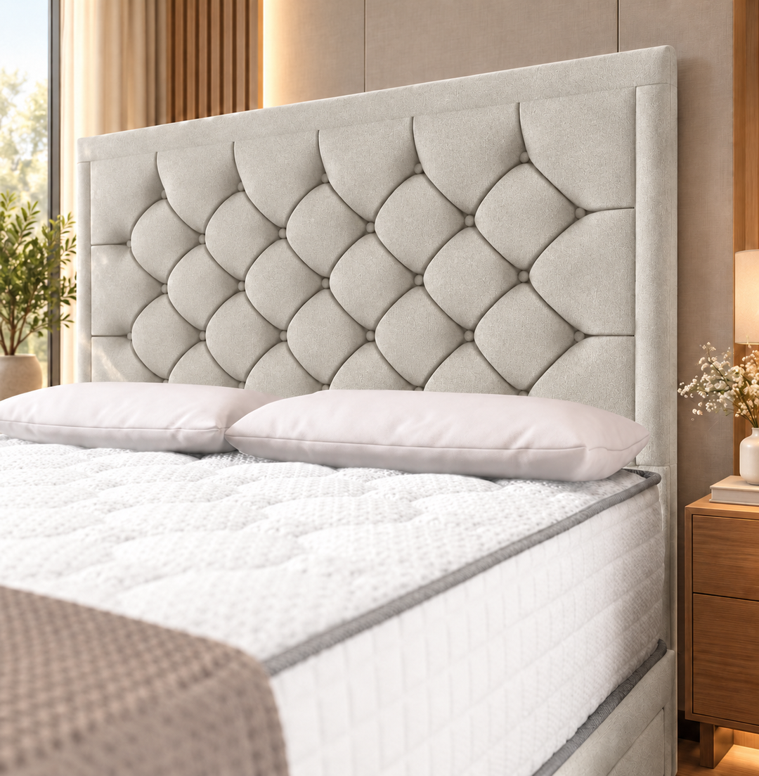 Barcelona Divan Bed - Cream Plush Velvet