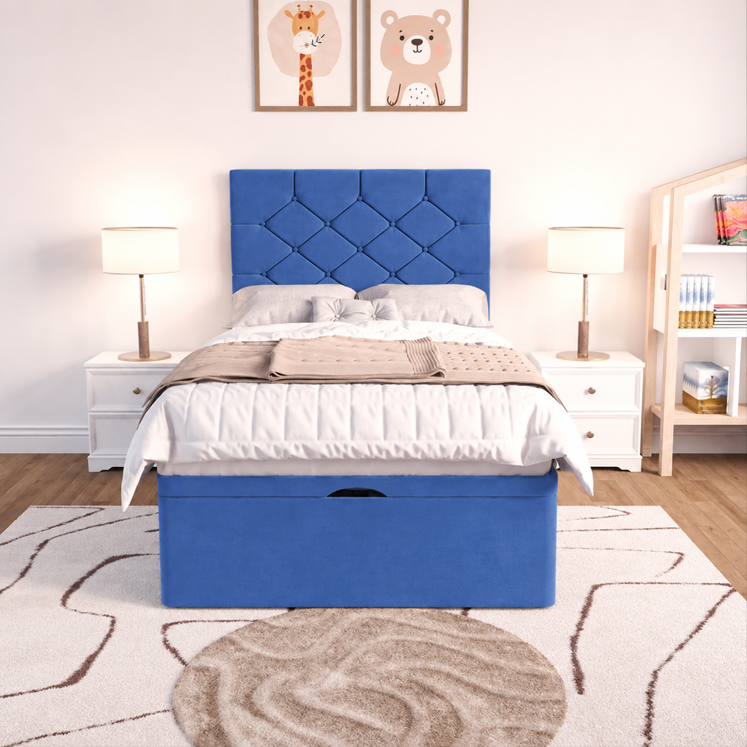 Seville Kids Liverpool Ottoman Divan Bed - Cream Plush