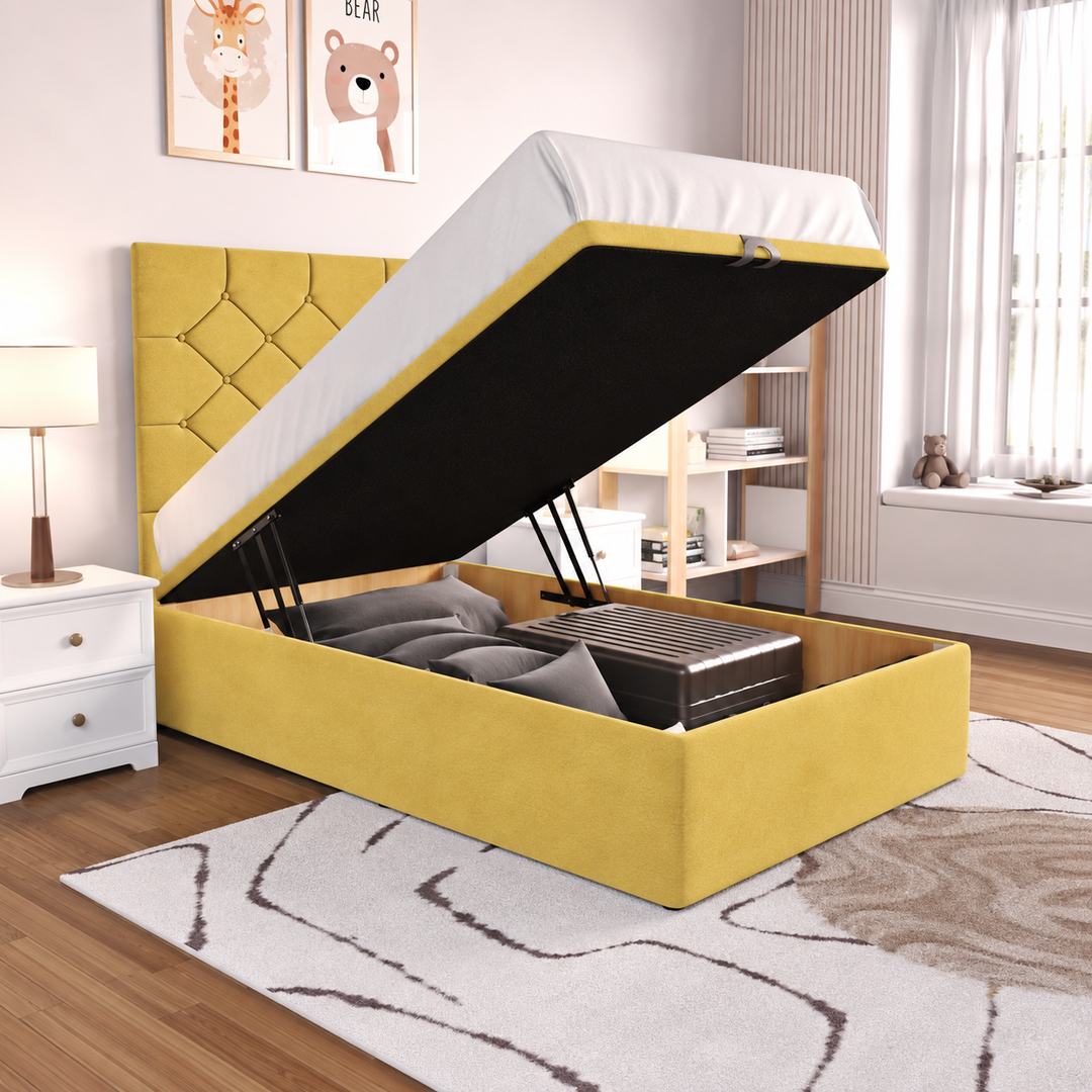 Seville Kids Liverpool Ottoman Divan Bed - Cream Plush