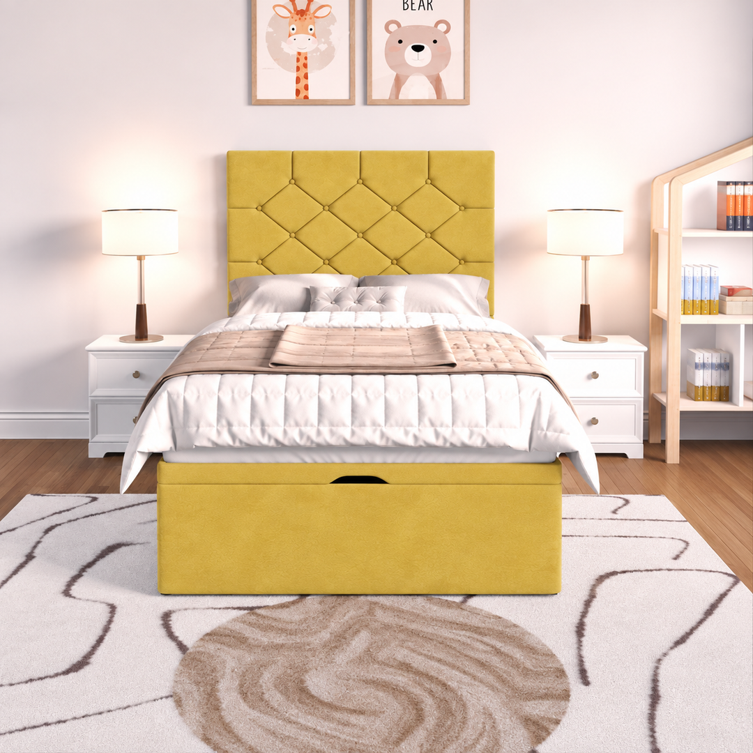 Seville Kids Liverpool Ottoman Divan Bed - Cream Plush