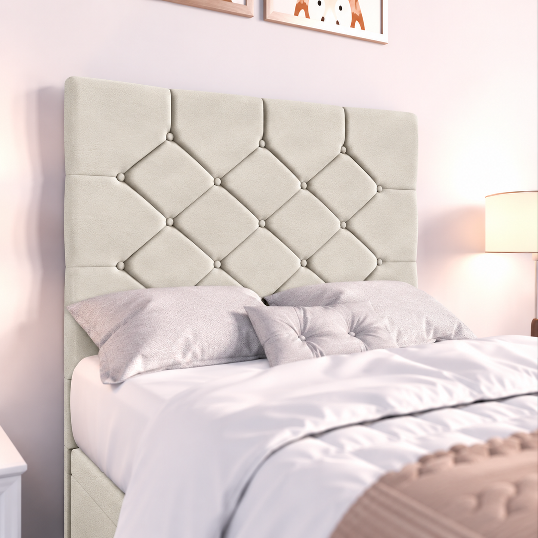 Seville Kids Liverpool Ottoman Divan Bed - Cream Plush
