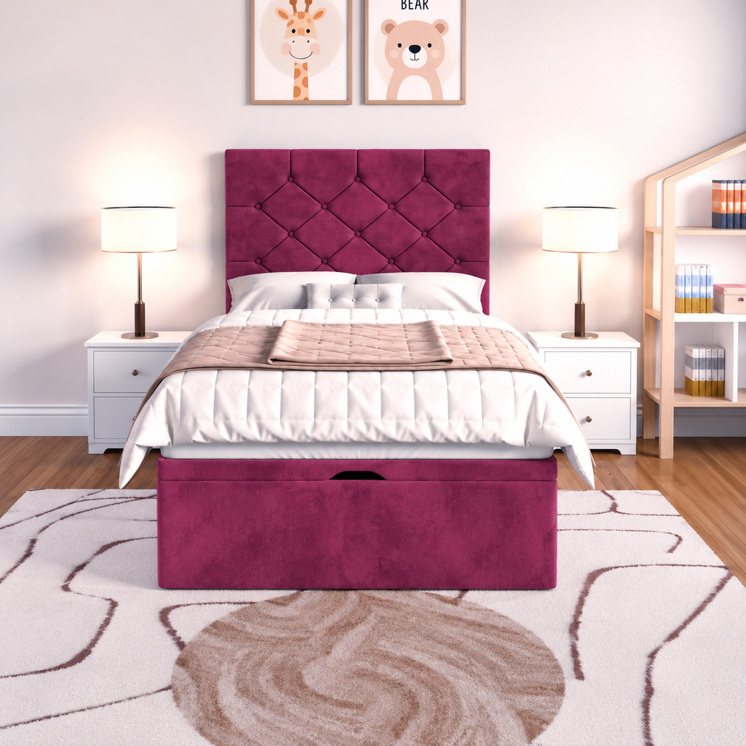 Seville Kids Liverpool Ottoman Divan Bed - Cream Plush