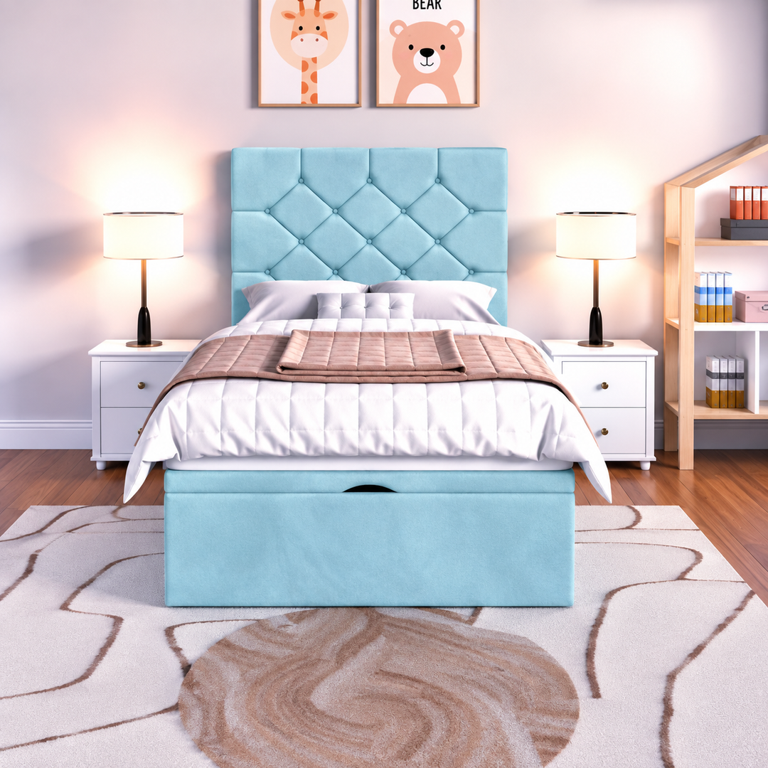 Seville Kids Liverpool Ottoman Divan Bed - Cream Plush