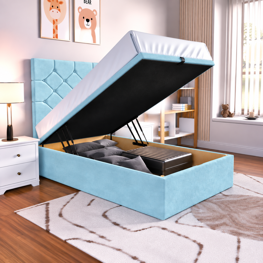 Seville Kids Liverpool Ottoman Divan Bed - Cream Plush