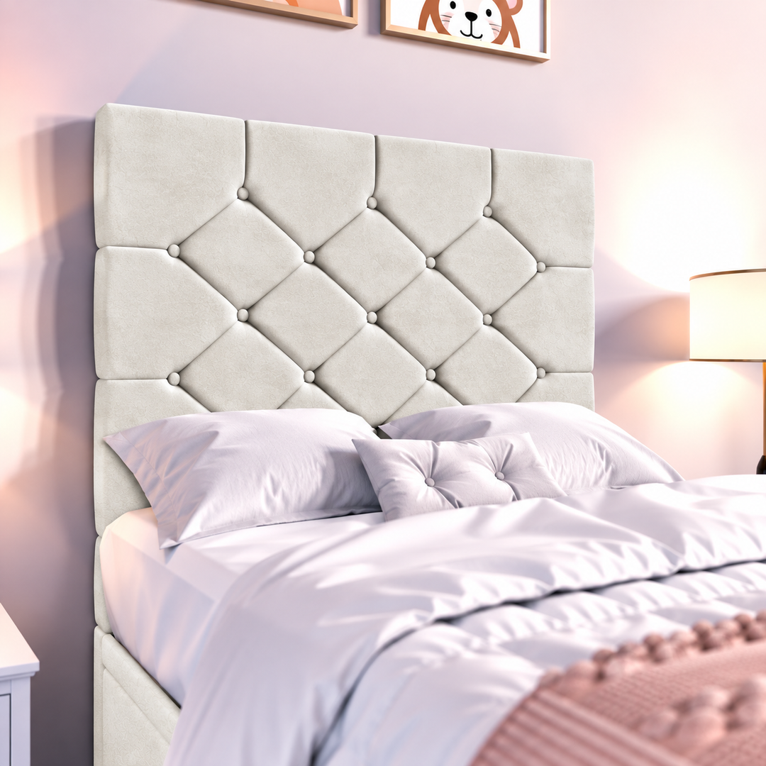 Seville Kids Liverpool Ottoman Divan Bed - Cream Plush