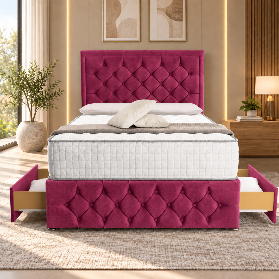 Barcelona Divan Bed - Cream Plush Velvet