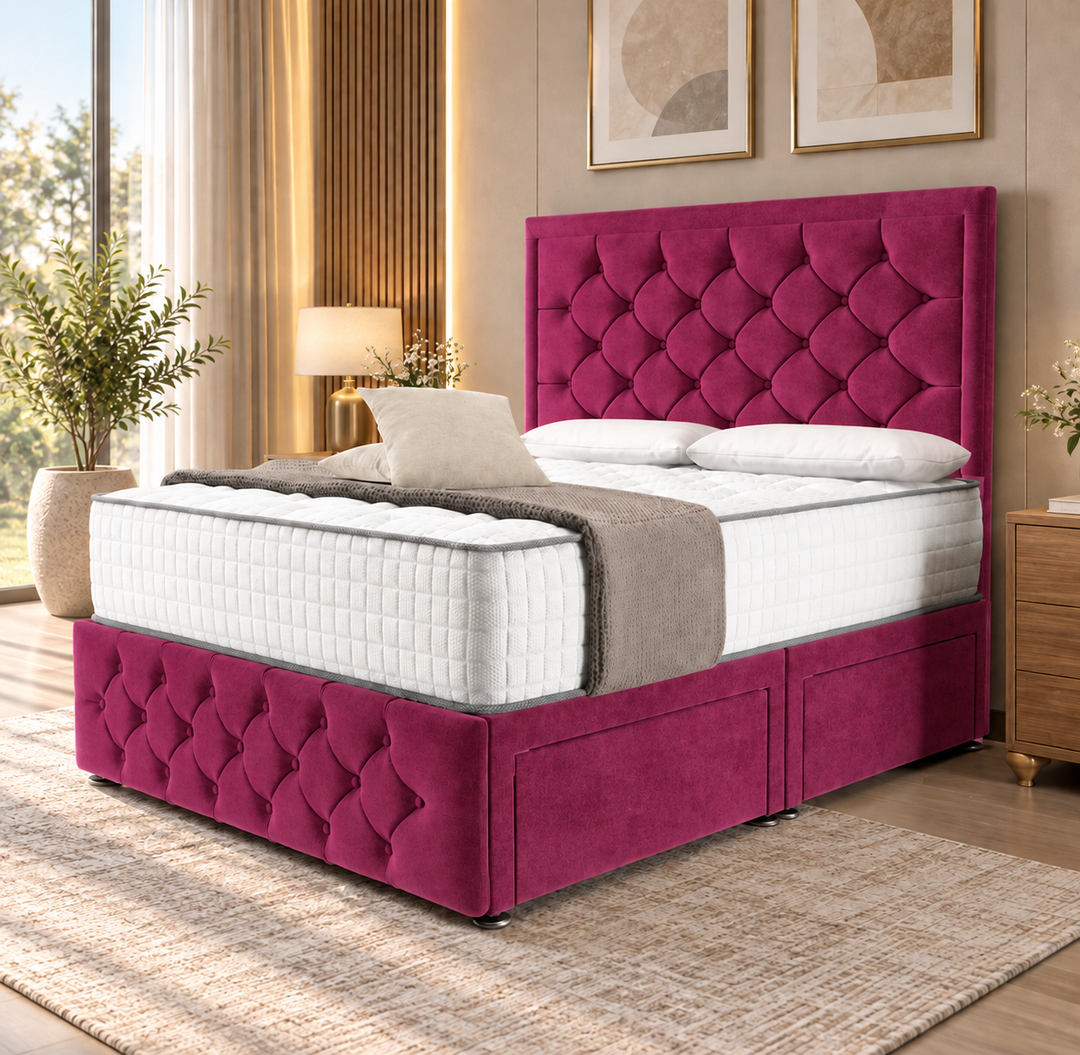 Barcelona Divan Bed - Cream Plush Velvet