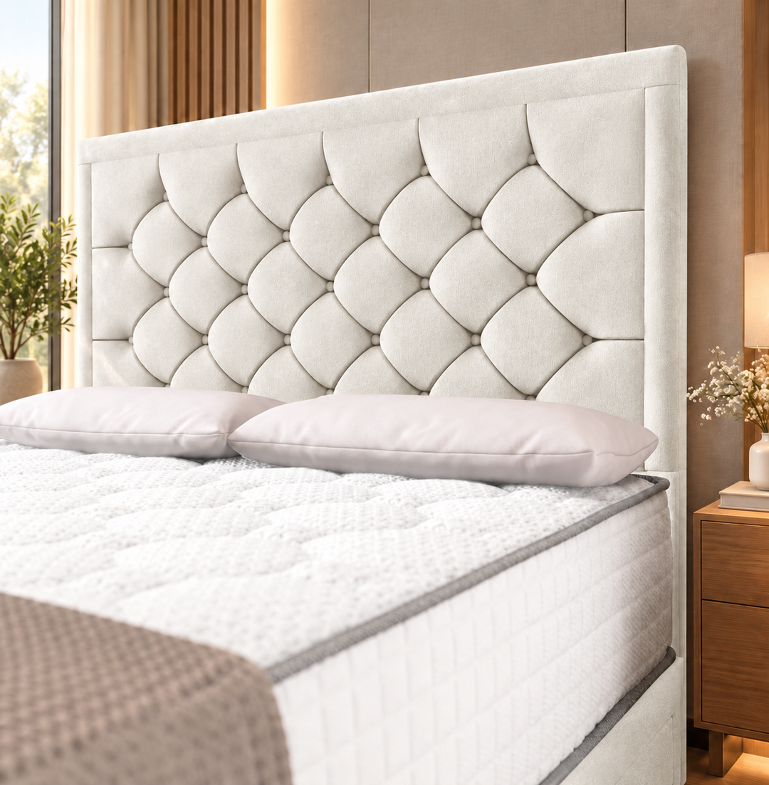 Barcelona Divan Bed - Cream Plush Velvet