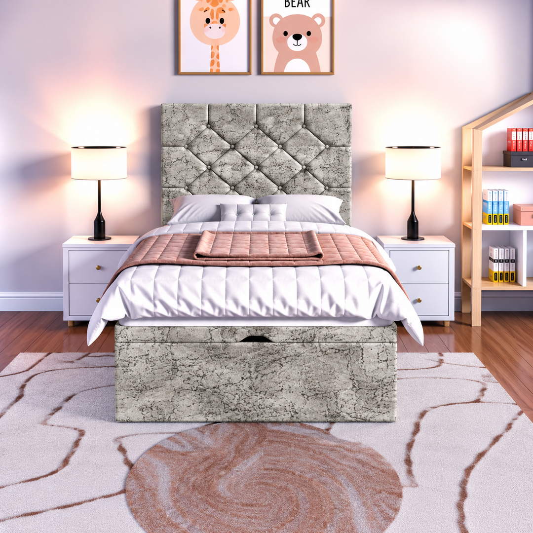 Seville Kids Liverpool Ottoman Divan Bed - Cream Plush