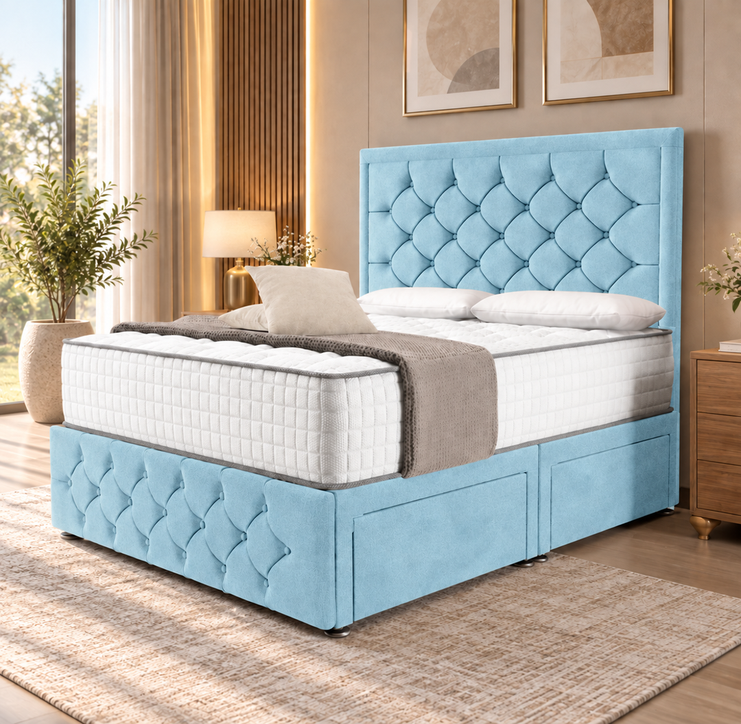 Barcelona Divan Bed - Cream Plush Velvet