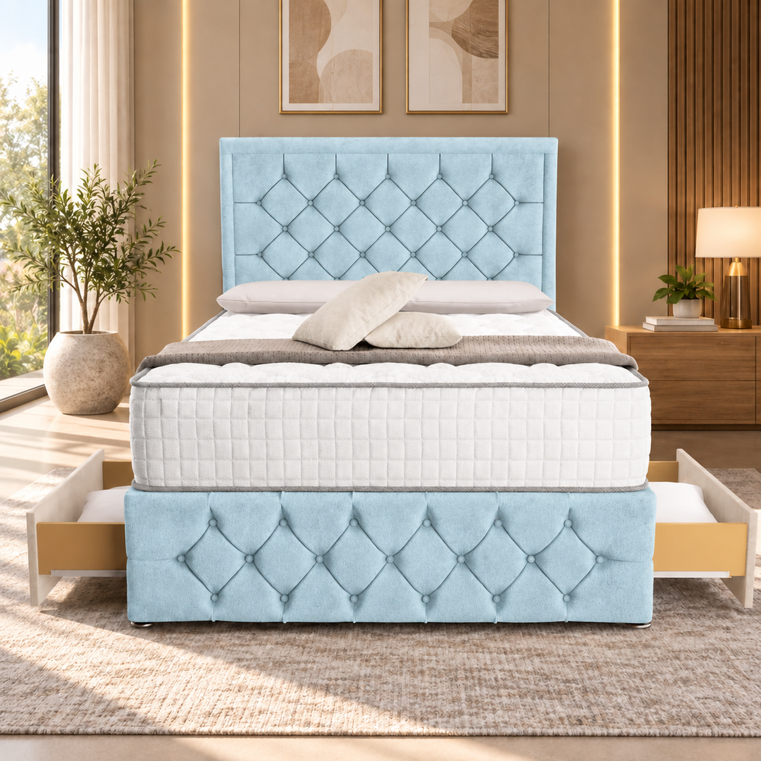 Barcelona Divan Bed - Cream Plush Velvet
