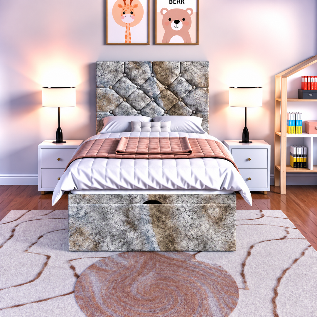 Seville Kids Liverpool Ottoman Divan Bed - Cream Plush