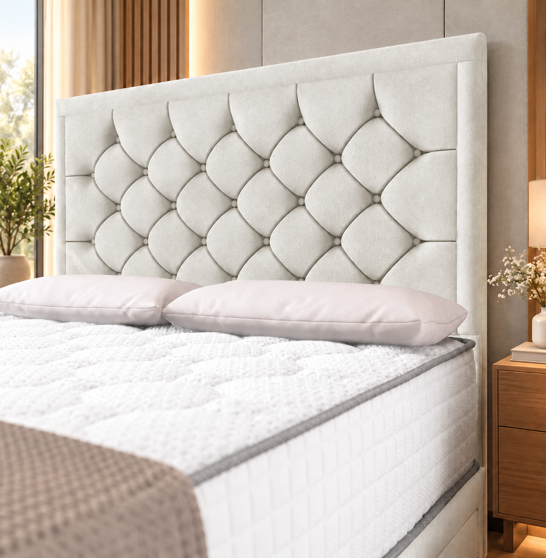 Barcelona Divan Bed - Cream Plush Velvet